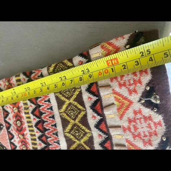 Vintage Rare Monsoon Cardigan Beaded Size Small/ 4 Festive Print‎ Knit Wool UK 8 - Picture 9 of 9